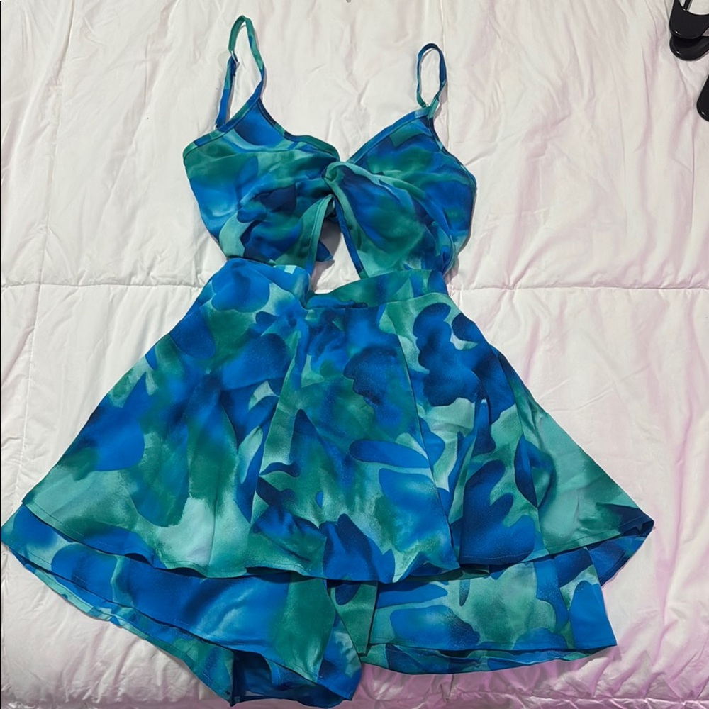 Vibrant Blue and Green romper